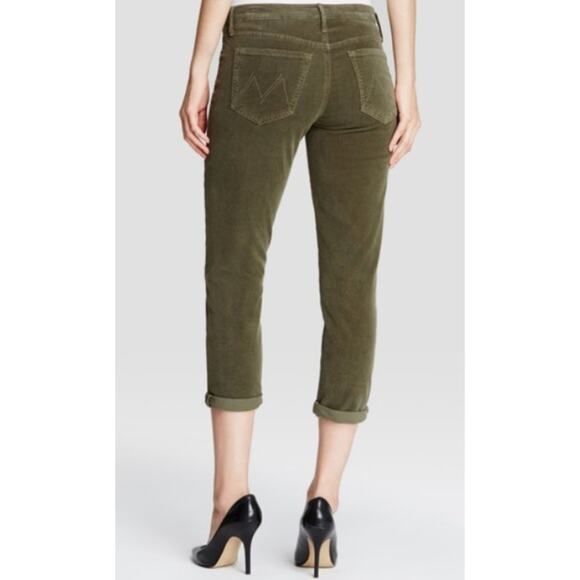 Mother The Dropout Crop Slouchy Skinny Corduroy Jeans Olive Green Womens Size 26 - Picture 2 of 9